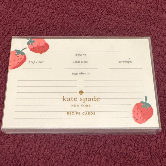 kate spade Other - kate spade Cream Recipe Cards with Strawberry Illustration